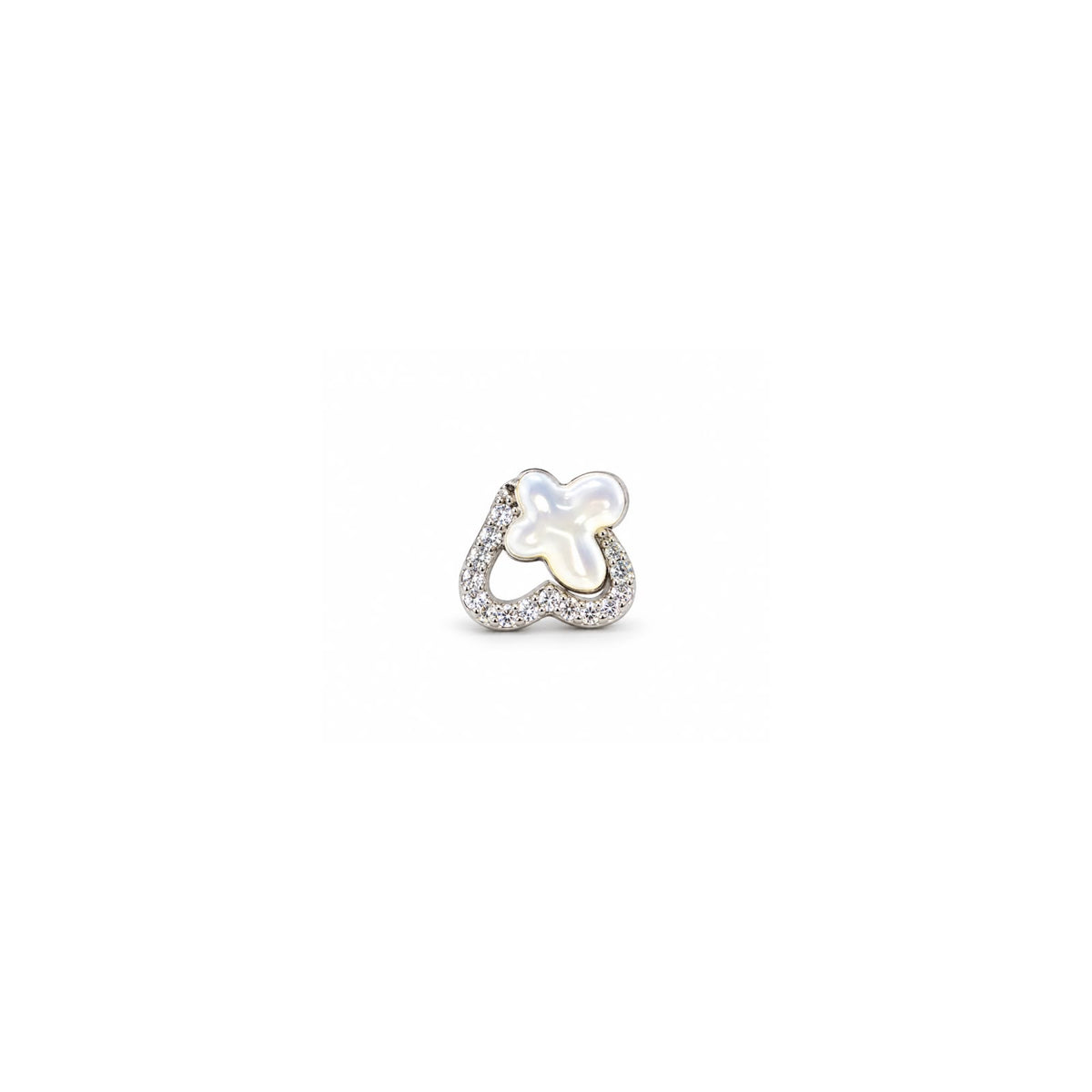 925 Sterling Silver White Floral Stud Earrings with Sparkling Accents