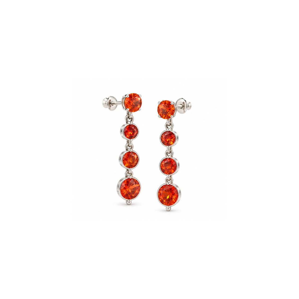 925 Sterling Silver Orange Stone Dangle Earrings
