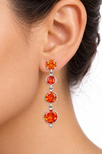 925 Sterling Silver Orange Stone Dangle Earrings