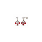 925 Sterling Silver Red Stone Dangle Earrings