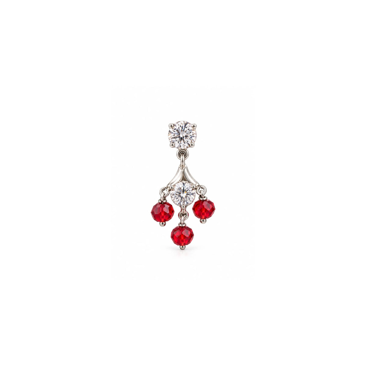925 Sterling Silver Red Stone Dangle Earrings
