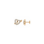 925 Sterling Silver Rose Gold Heart CZ Stud Earrings