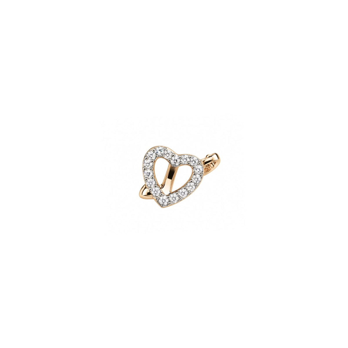 925 Sterling Silver Rose Gold Heart CZ Stud Earrings