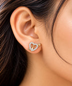 925 Sterling Silver Rose Gold Heart CZ Stud Earrings
