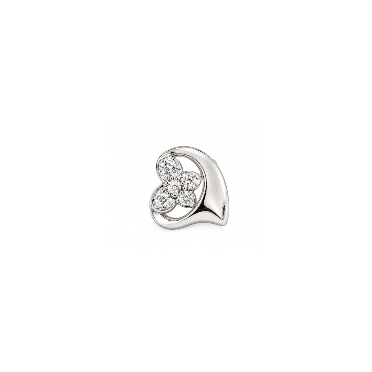 925 Sterling Silver Heart Flower Stud Earrings