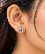 925 Sterling Silver Heart Flower Stud Earrings