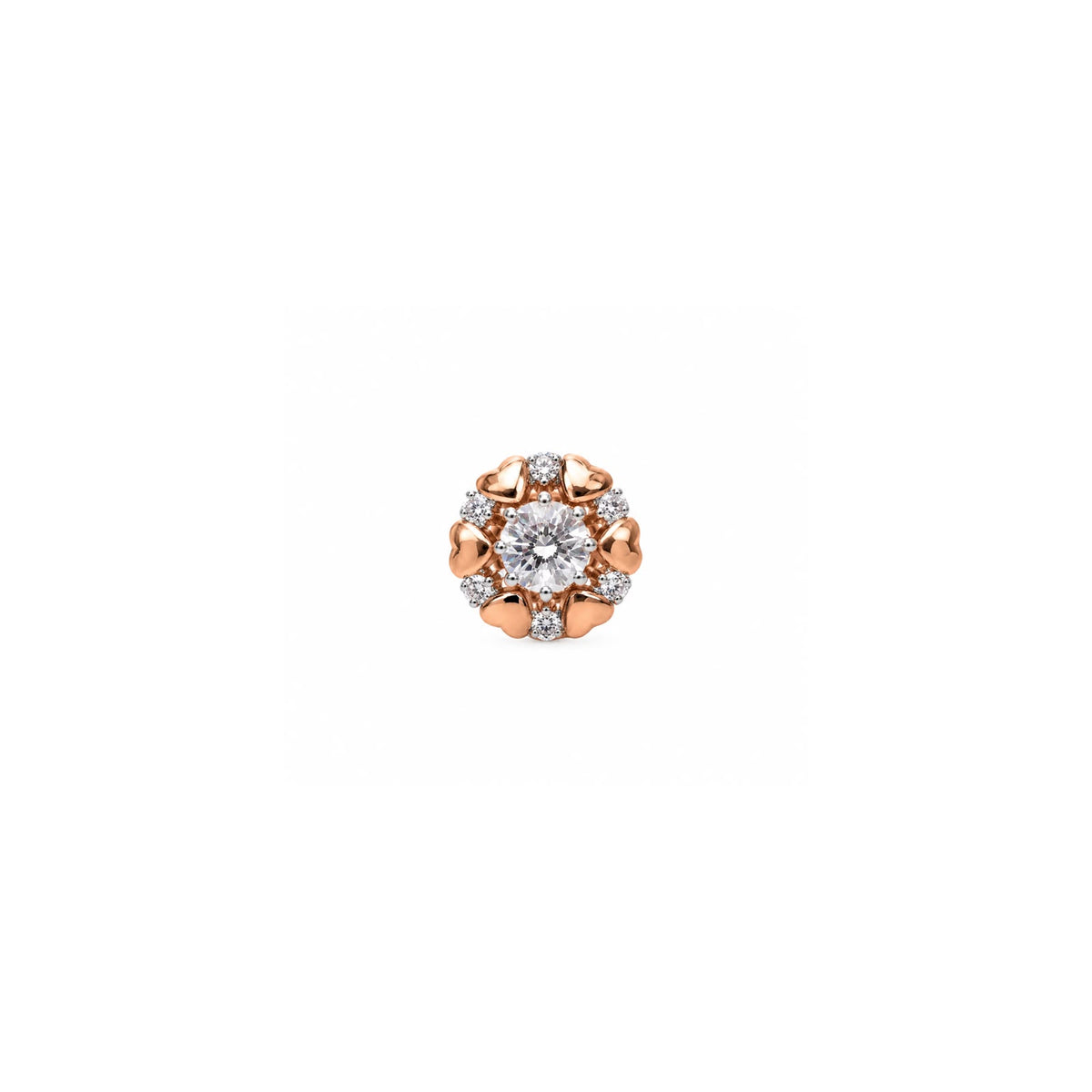 Rose Gold Heart Halo 925 Sterling Silver Stud Earrings
