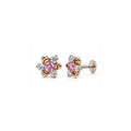 Pink Stone Floral 925 Sterling Silver Stud Earrings