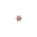 Pink Stone Floral 925 Sterling Silver Stud Earrings