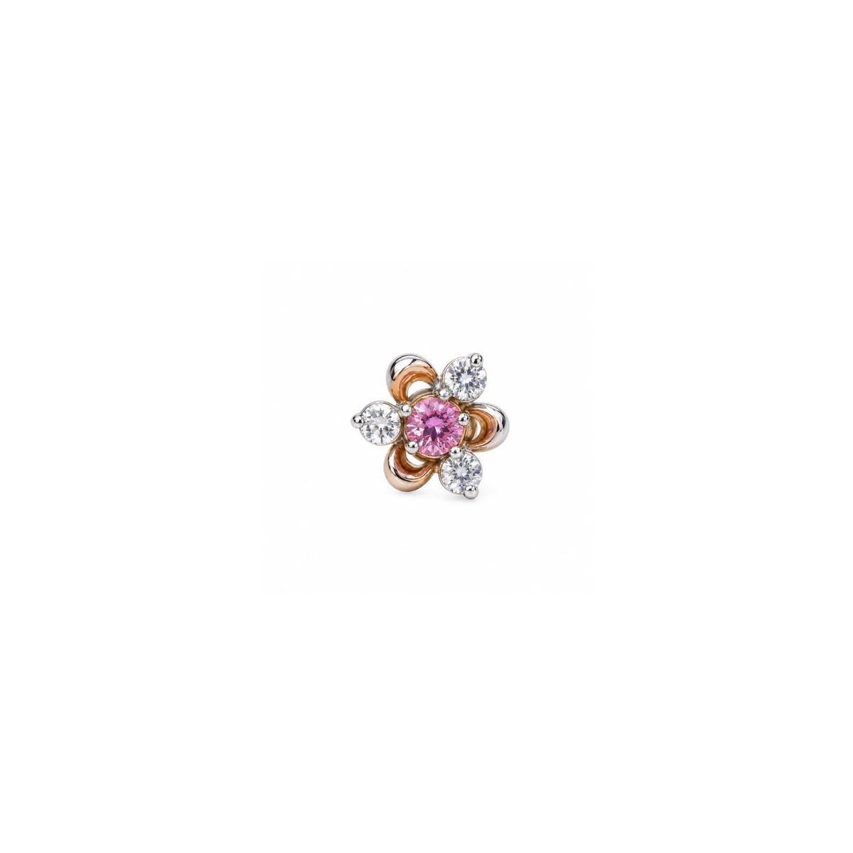 Pink Stone Floral 925 Sterling Silver Stud Earrings
