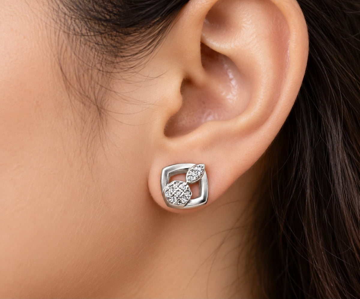 Elegant Geometric 925 Sterling Silver Stud Earrings