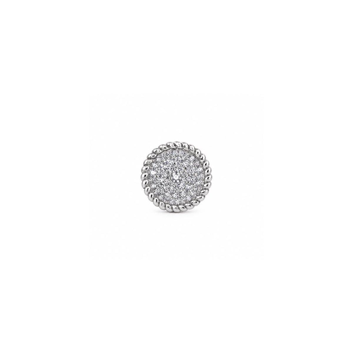 Round Pavé 925 Sterling Silver Stud Earrings