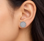 Round Pavé 925 Sterling Silver Stud Earrings