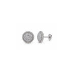Round Pavé 925 Sterling Silver Stud Earrings