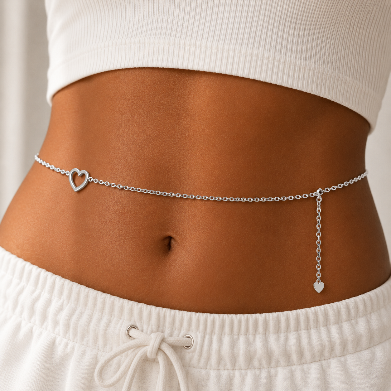 Alookaran Silver Belly/Waist Chain for Women - Flora
