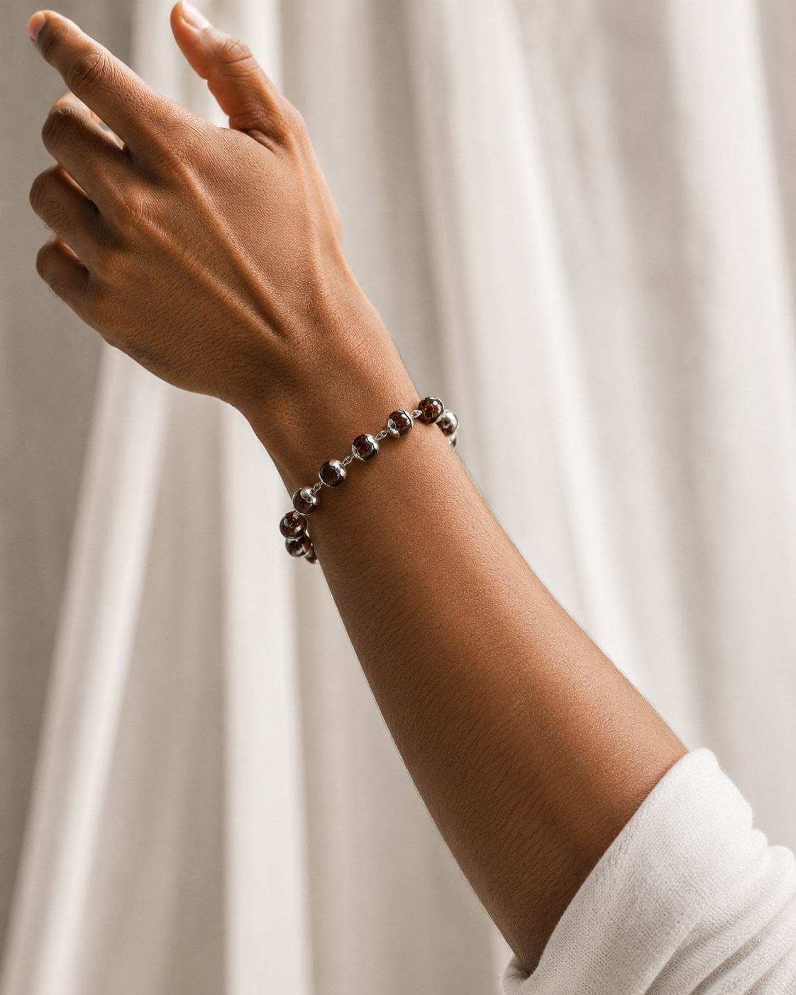 Alookaran Silver Red Sandalwood Bracelet